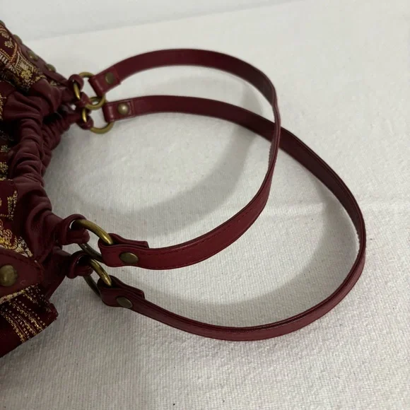 Isabella Fiore Leather & Tapestry Small Shoulder or Handbag With Studs Detail - Picture 6 of 16